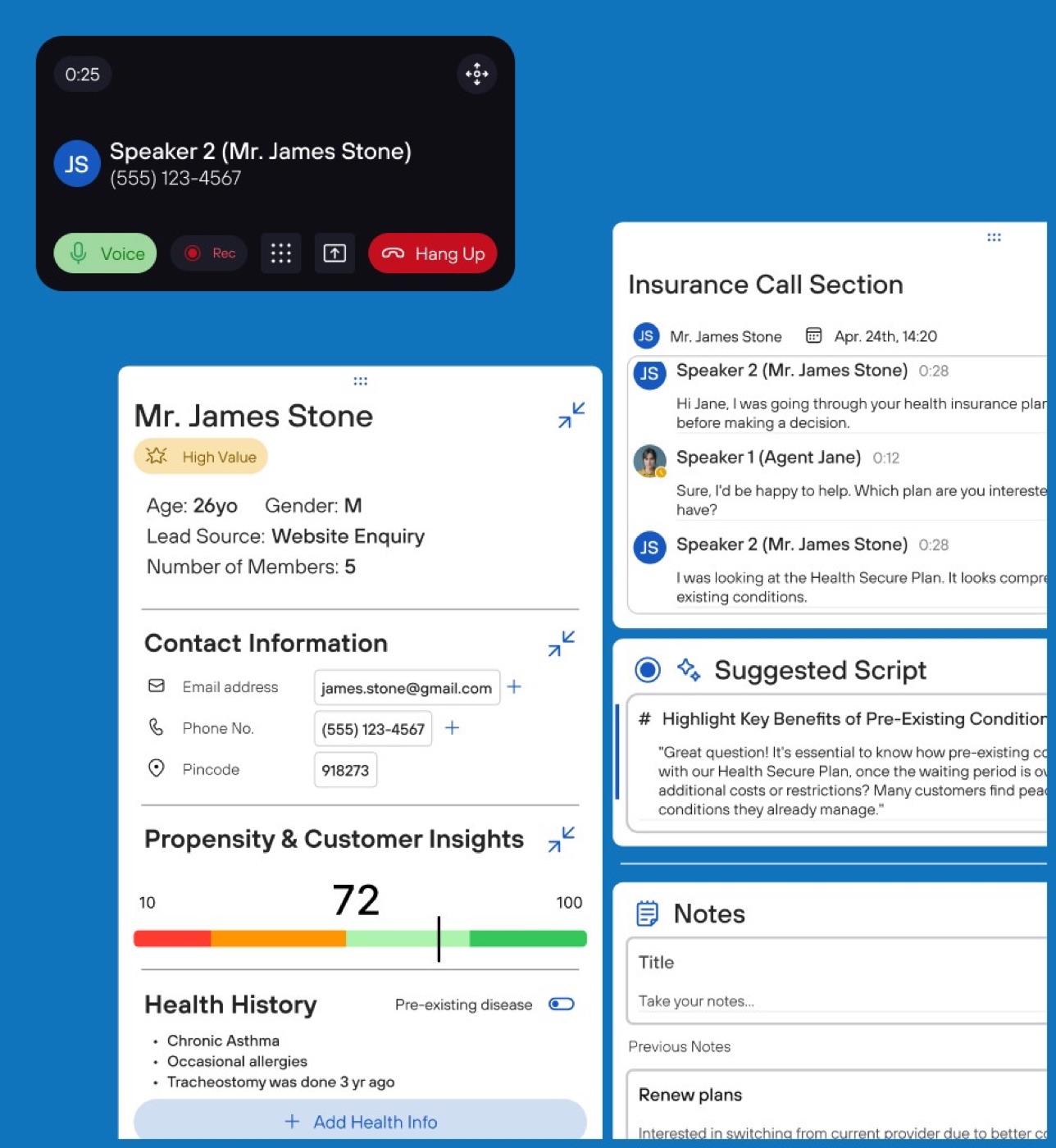 Star Health call console interface